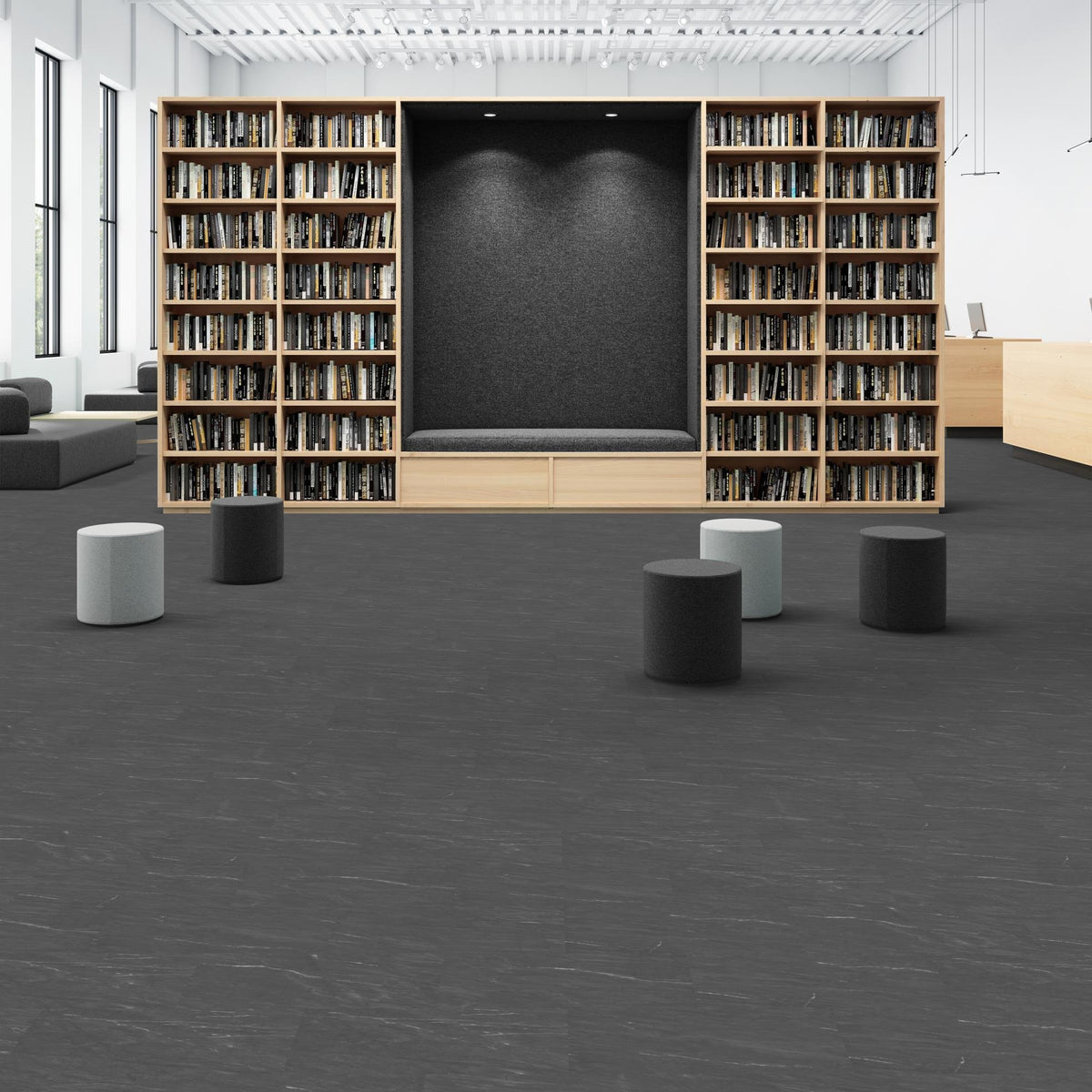 2mm Glue Down 12x24 Vinyl Tile - Midnight - 53713